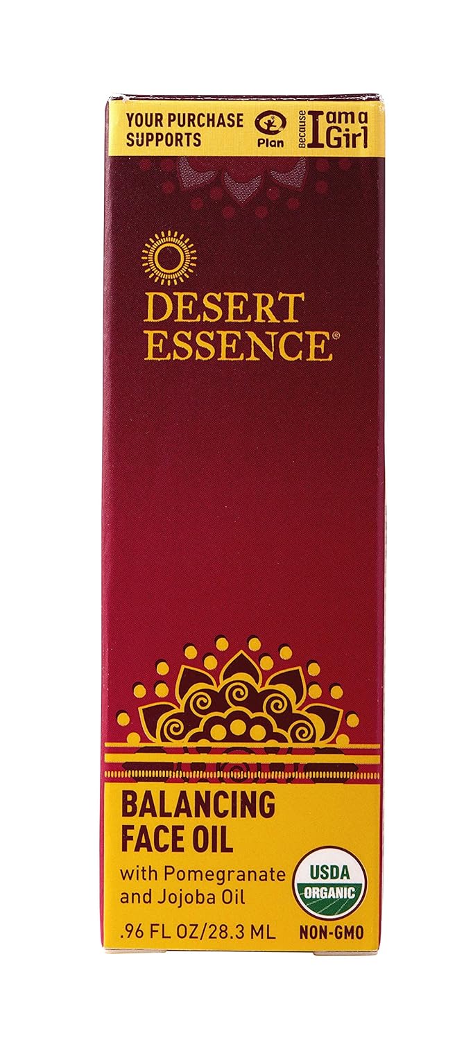 Desert Essence Balancing Face Oil - 0.96 Fl Oz - Pomegranate & Jojoba Oil - Promotes Skin Tone Balance - For All Skin Types - Moisturizer - Skincare - Smooth & Silky - USDA Verified - No Parabens