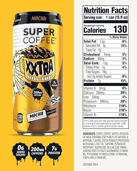 SUPER COFFEE XXTRA, KETO PROTEIN COFFEE [MOCHA] 15 FL OZ