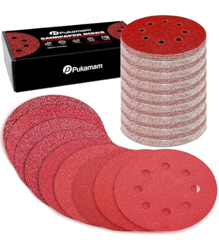 VekAuto 50-Pack 5-Inch 8-Hole 60 Grit Sanding Discs – Hook & Loop, Aluminum Oxide Soft Cloth For Wood & Metal (Blue)