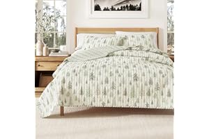 Great Bay Home 3-Piece Reversible Forest Cabin Bedspread Queen Quilt. All-Season, Comfortable, Soft Quilt Set - Truckee