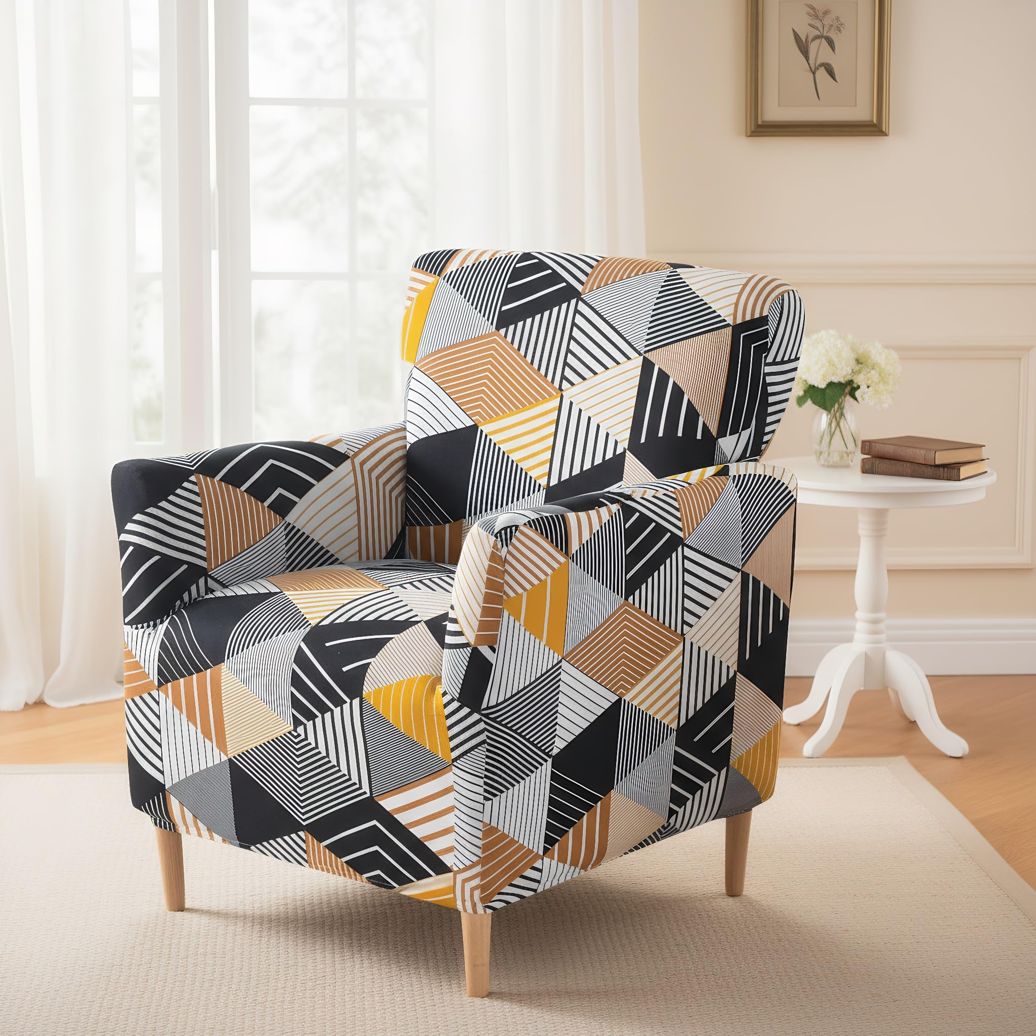 LiveGo Stretch Banquet Armchair Slipcover, Knit Chair Covers with Arms, Non-Slip Waterproof Chair Slipcover for Living Room, Office, Reception, and Pet-Friendly Furniture Protector (Color E)