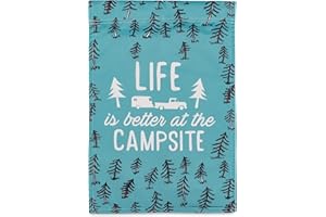 Camco Life Is Better at The Campsite RV Garden Flag | Features Unique Camper Themed Sketch Design | Waterproof, 12-Inches X 18-Inches (53308)