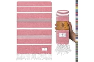 Ossano Cute Beach Towel - Quick Dry & Sand Free, Oversized (39" x 71"), Versatile, Perfect as Yoga Mat, Pool Towel, Turkish Towel, or Picnic Blanket - Coral