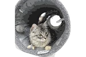 HeyKitten 12 x 50 Collapsible Crinkle Cat Play Tunnel, Hide-and-Seek Pet Toys for Indoor Kittens, Puppies, Bunnies, Rabbits and Small Dogs