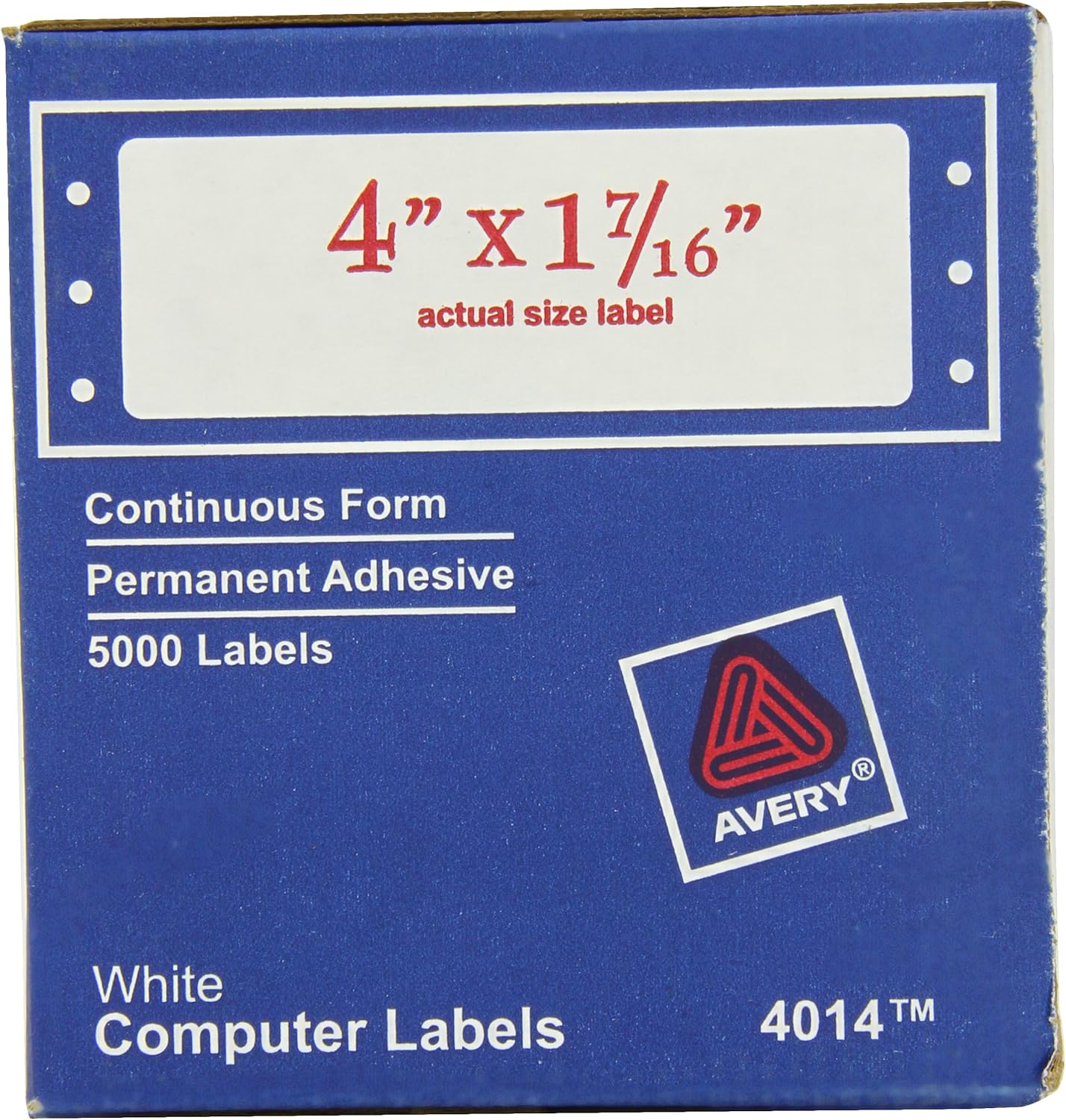 Avery 4014 Dot Matrix Mailing Labels, 1 Across, 1 7/16 x 4, White (Box of 5000) : Continuous Form Labels : Office Products