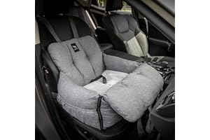 JACKO & CO - Premium Dog Car Seat v2 Booster Seat for Small & Medium Pets Under 25lbs - Machine Washable w Removable Cover, Water Resistant w Clip-On Leash for Front or Back Seat (Grey/Small (1-25lbs)