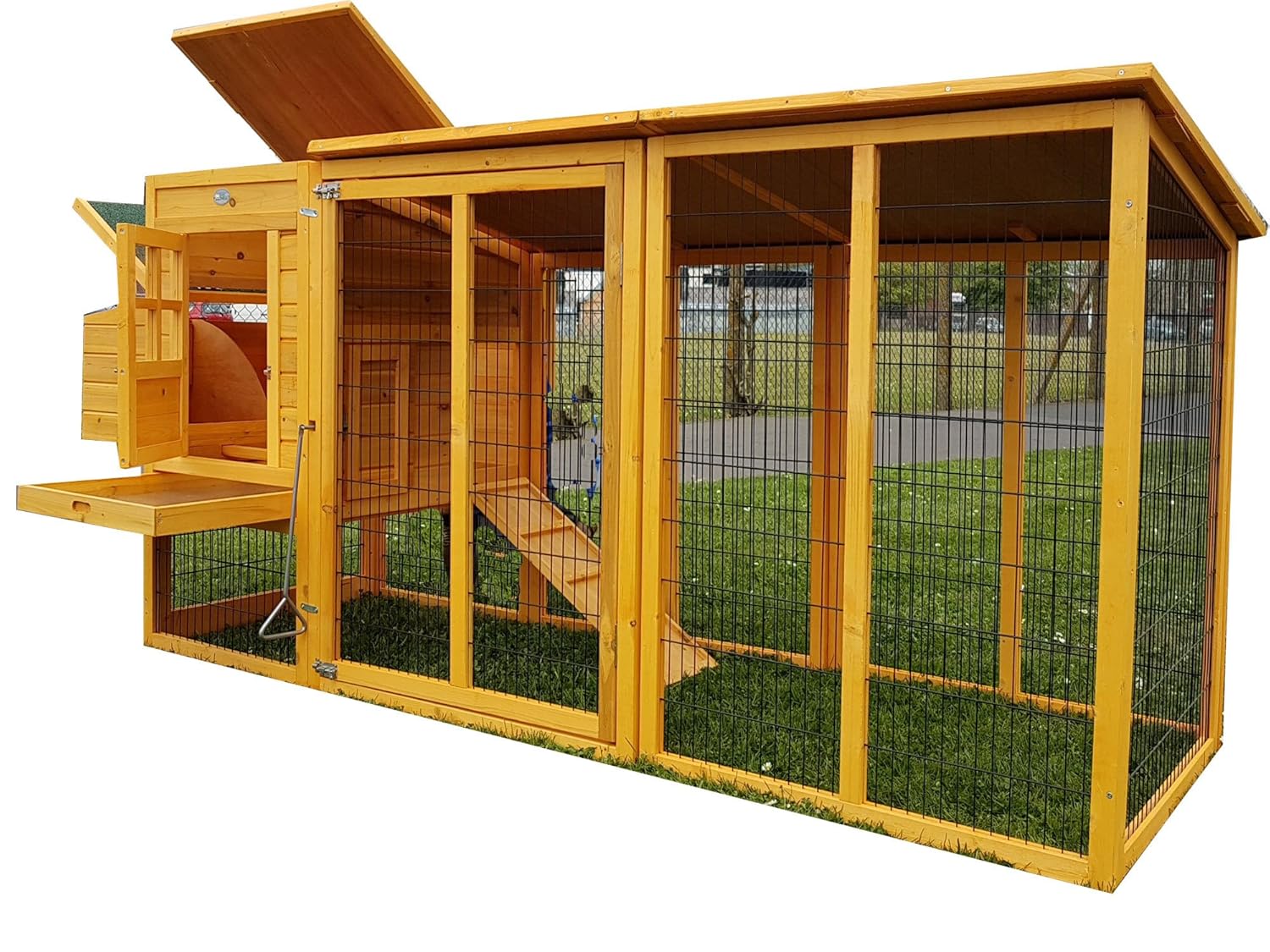 Large Xxl Eggshell Buckingham 8ft 100 Fox Proof 3mm Welded Coated Wire Chicken Coop Hen House Ark Poultry Run Nest Box Rabbit Hutch 2 To 4 Birds