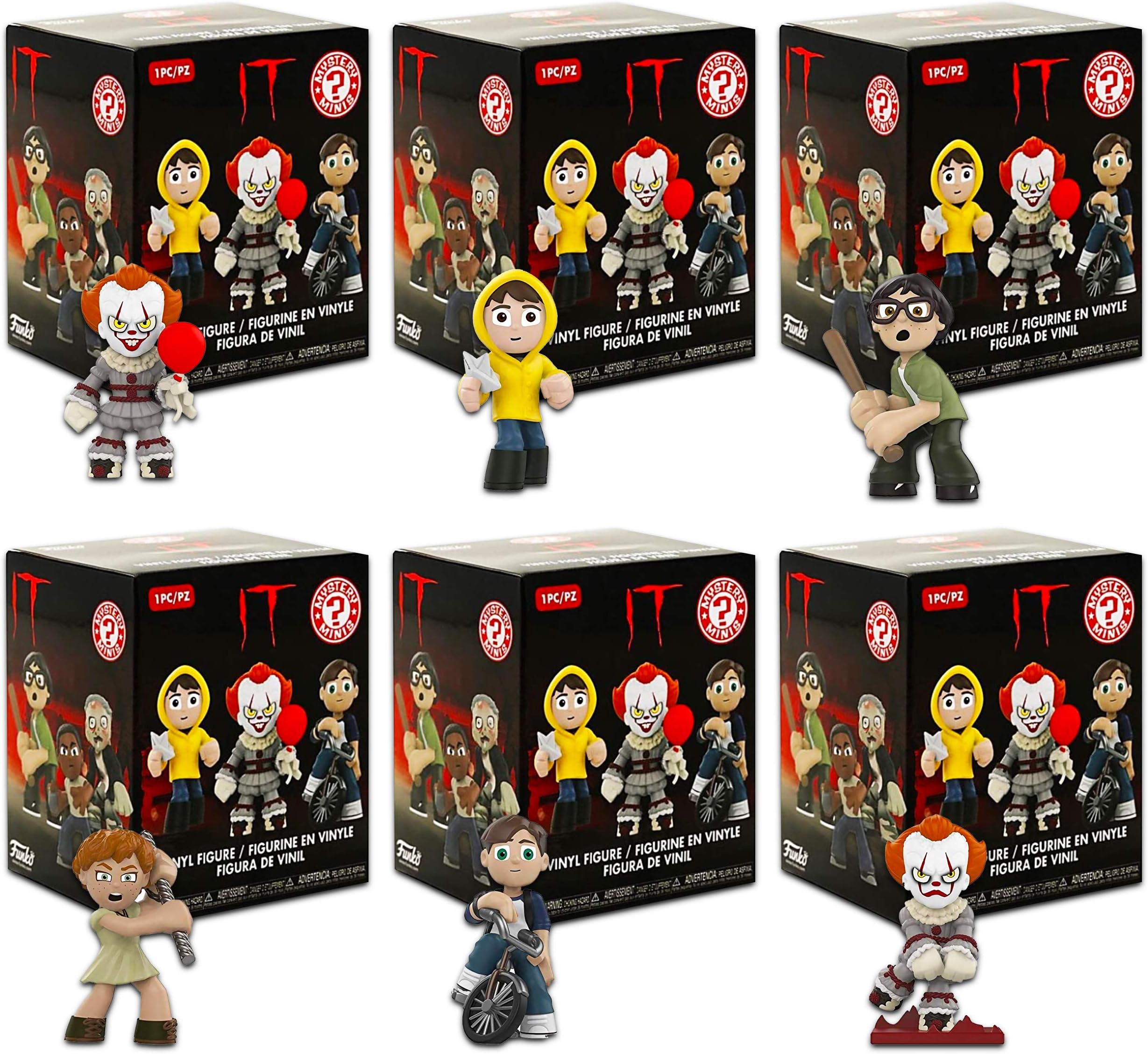 Funko Mystery Minis: Horror - It - Pennywise - 6 Pack Blind Bags Bundle (It Pennywise Party Favors)