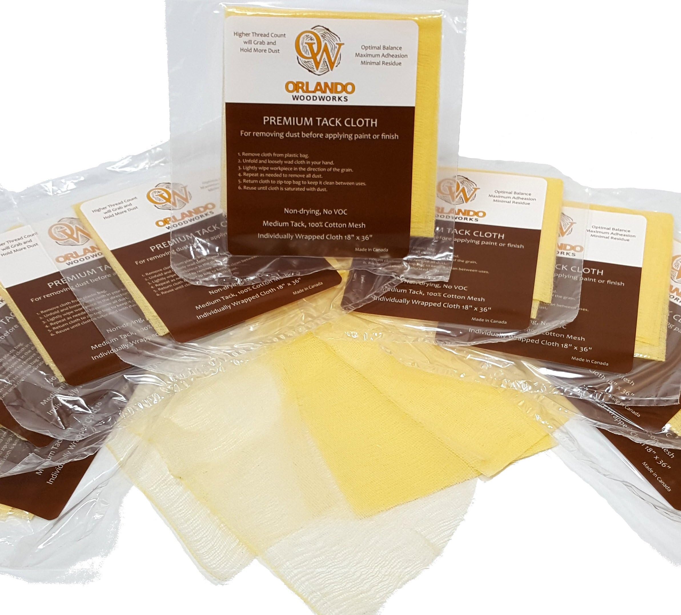 (9Pack) Premium Tack Cloths for Removing Dust, Lint & Particles from Wood, Metal, Glass or Plastic before Applying Paint or Finish (9)