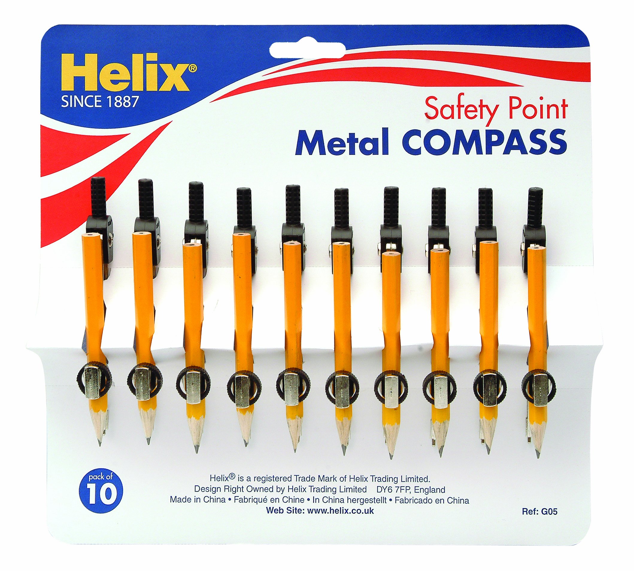 Helix Metal Compass and Pencil (Pack of 10)