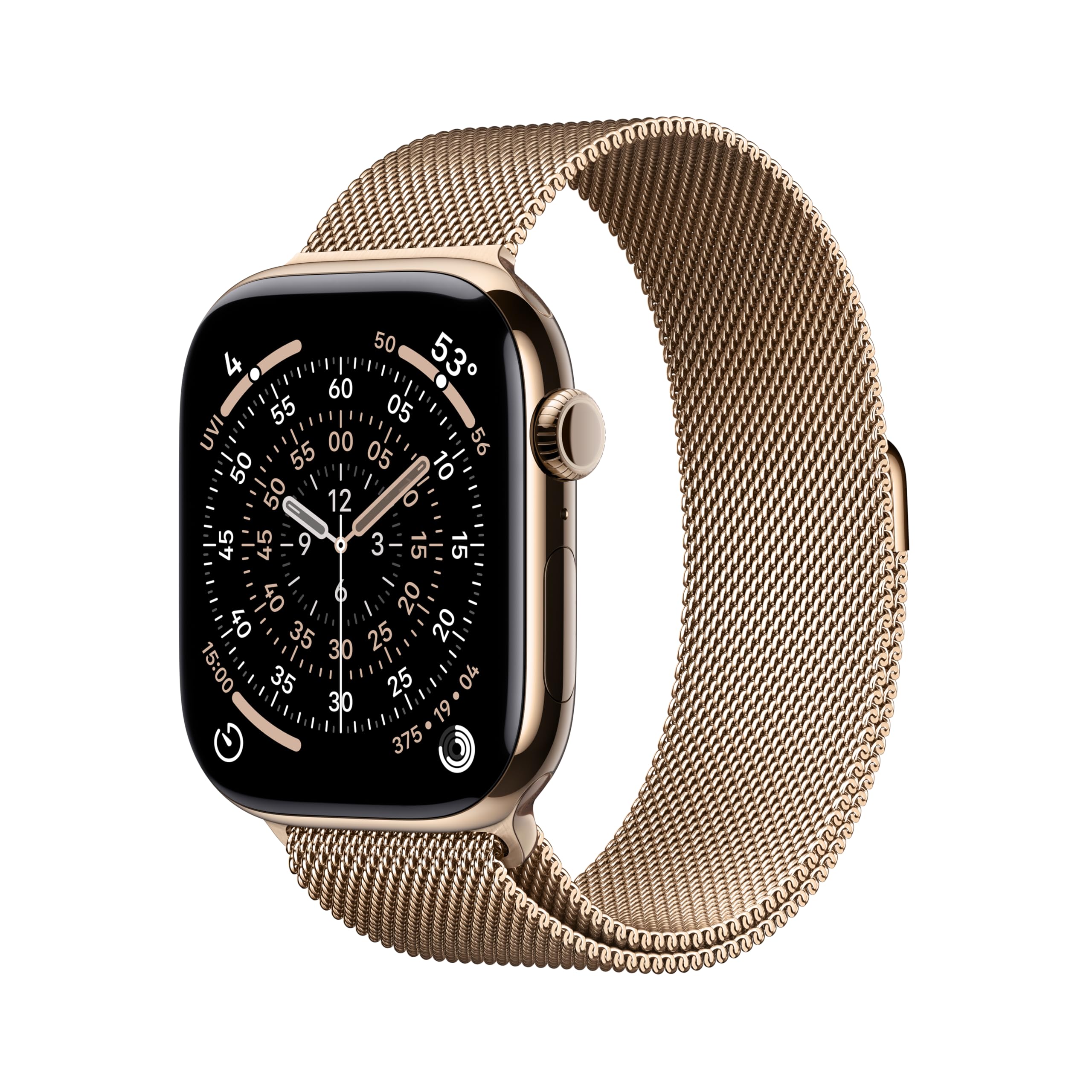 Apple Watch Series 11 [GPS + Cellular 46mm] Smartwatch with Gold Titanium Case with Gold Milanese Loop - M/L. Sleep Score, Fitness Tracker, Health Monitoring, Always-On Display, Water Resistant Image
