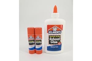 Elmer's Washable Liquid School Glue and Disappearing Purple Elmer's School Glue Stick Bundle (Big)