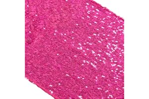 ShinyBeauty 12x108-Inch Hot Pink Sparkly Sequin Table Runner Glitz Sequin Table Runner for Wedding Part/Event Linen (Hot Pink)