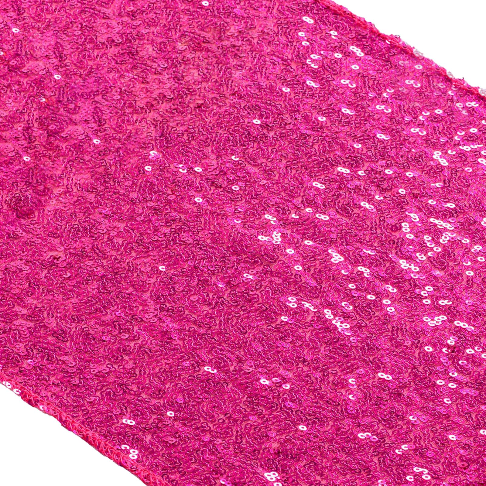 Photo 1 of ShinyBeauty 12x108-Inch Hot Pink Sparkly Sequin Table Runner Glitz Sequin Table Runner for Wedding Part/Event Linen (Hot Pink)