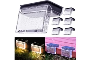 XPSCOCO Solar Deck Lights Outdoor, 6 Pack Solar Fence Lights IP65 Waterproof Solar Powered Led Lights for Step Railing Wall Pool Stair Yard Garden Patio Pool Decorations (Warm White)