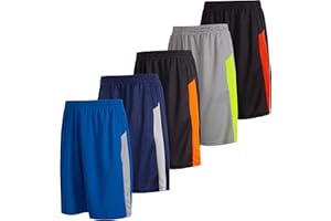 ESSENTIAL ELEMENTS 5 Pack: Men's Dry-Fit Sweat Resistant Active Athletic Performance Shorts