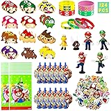 124Pcs Mario Party Supplies Kit, Wario Party Favors All-In-One Pack Party Supplies Include Mario Masks Character Model Decor 