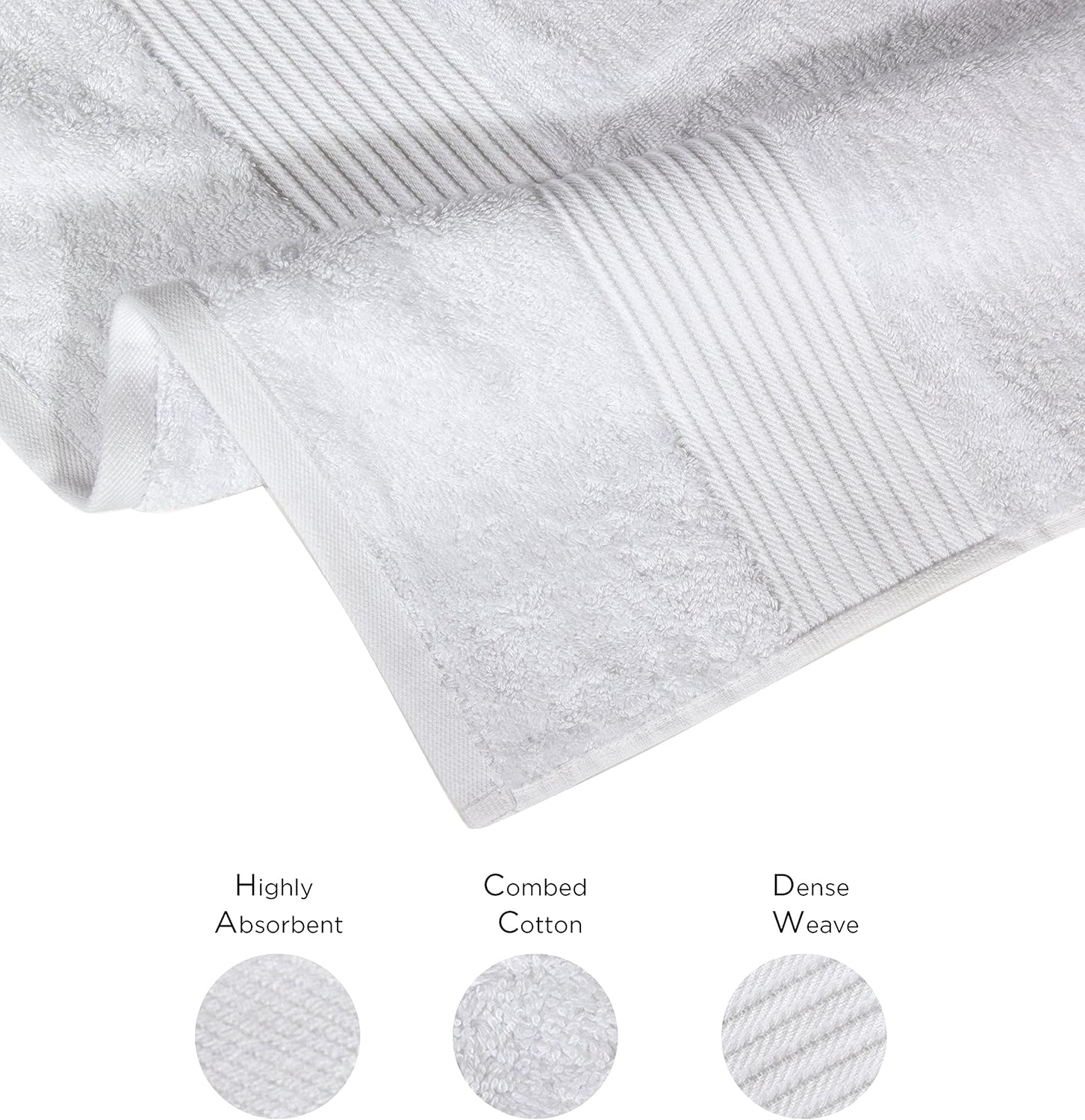 Bliss Luxury Combed Cotton Bath Towels - 27" x 54" Standard Size Premium Quality Bath Sheet - 650 GSM - Soft, Absorbent (White): Kitchen & Dining
