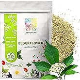 Dried Elderflower Tea - Cut &amp; Sifted Elder Flowers Herb, 4 oz | Wildcrafted Elder Flower Loose Leaf Herbal Tea