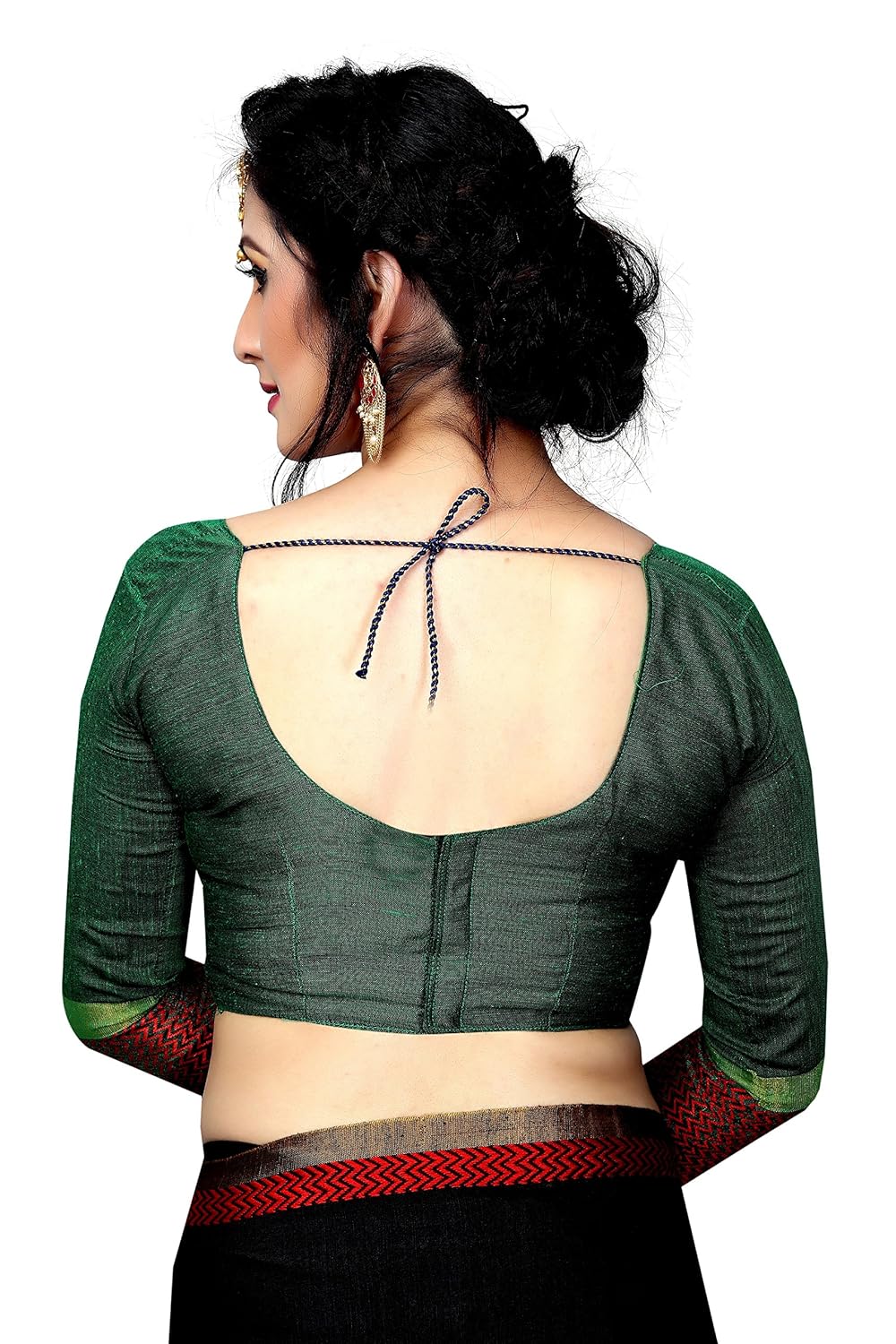 perfectblue women's linen saree with blouse piece (vidh6ivariation)