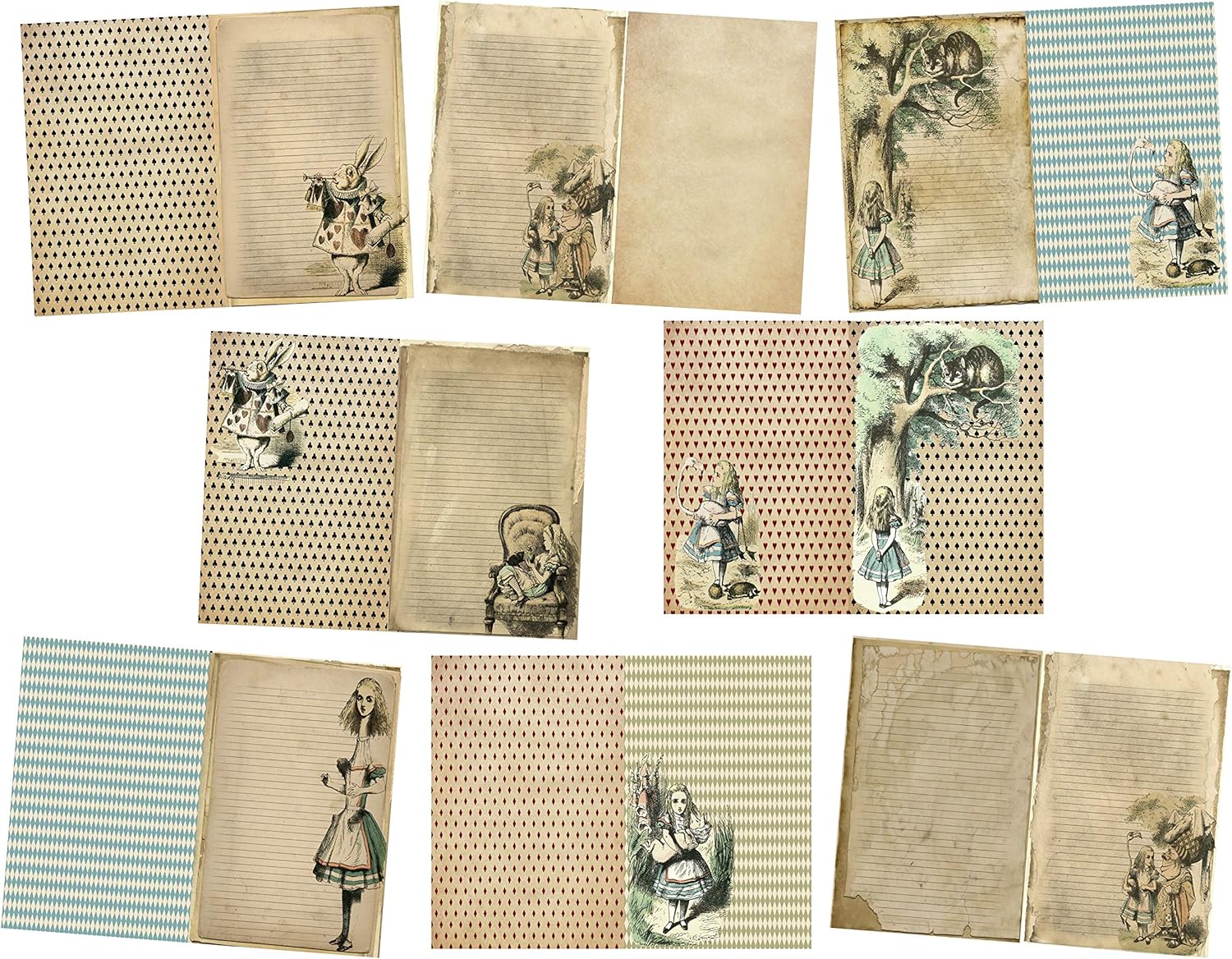 Download Amazon Com Alice In Wonderland 6 8 Journal Or Scrapbook Pages Notebook Pages Junk Journal Diary Smash Journal 8 5 X 11 Printed Single Sided Or Double Sided Double Sided Print