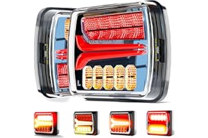 Ciascy 2PCS Rechargeable Magnetic Wireless LED Trailer Rear Lights Kit, LED Turn Brake Parking Lights Board Tail Brake Stop Indicator License Plate Lamp for Trucks, Trailers, Caravans, RVs 4pin 7pin