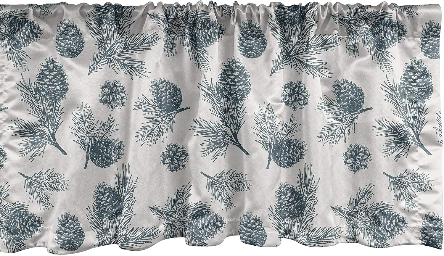 Lunarable Pine Cone Window Valance, Winter Themed Botanical Pattern and Needles Branches Print, Curtain Valance for Kitchen Bedroom Decor with Rod Pocket, 54