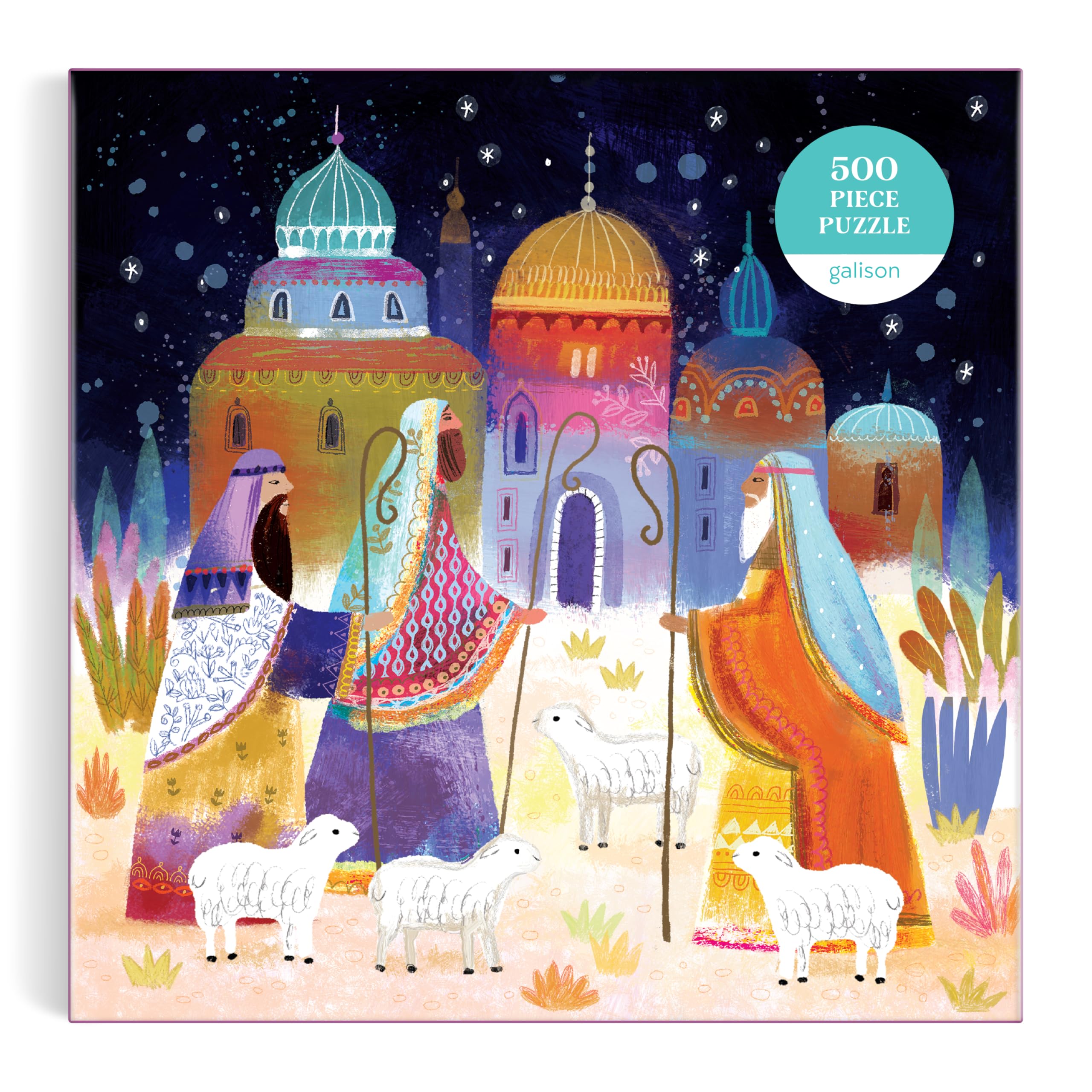 Galison Journey of Three Kings – 500 Piece Jigsaw Puzzle Featuring Artwork Capturing The Journey of The Magi in A Vibrant Jewel Toned Composition