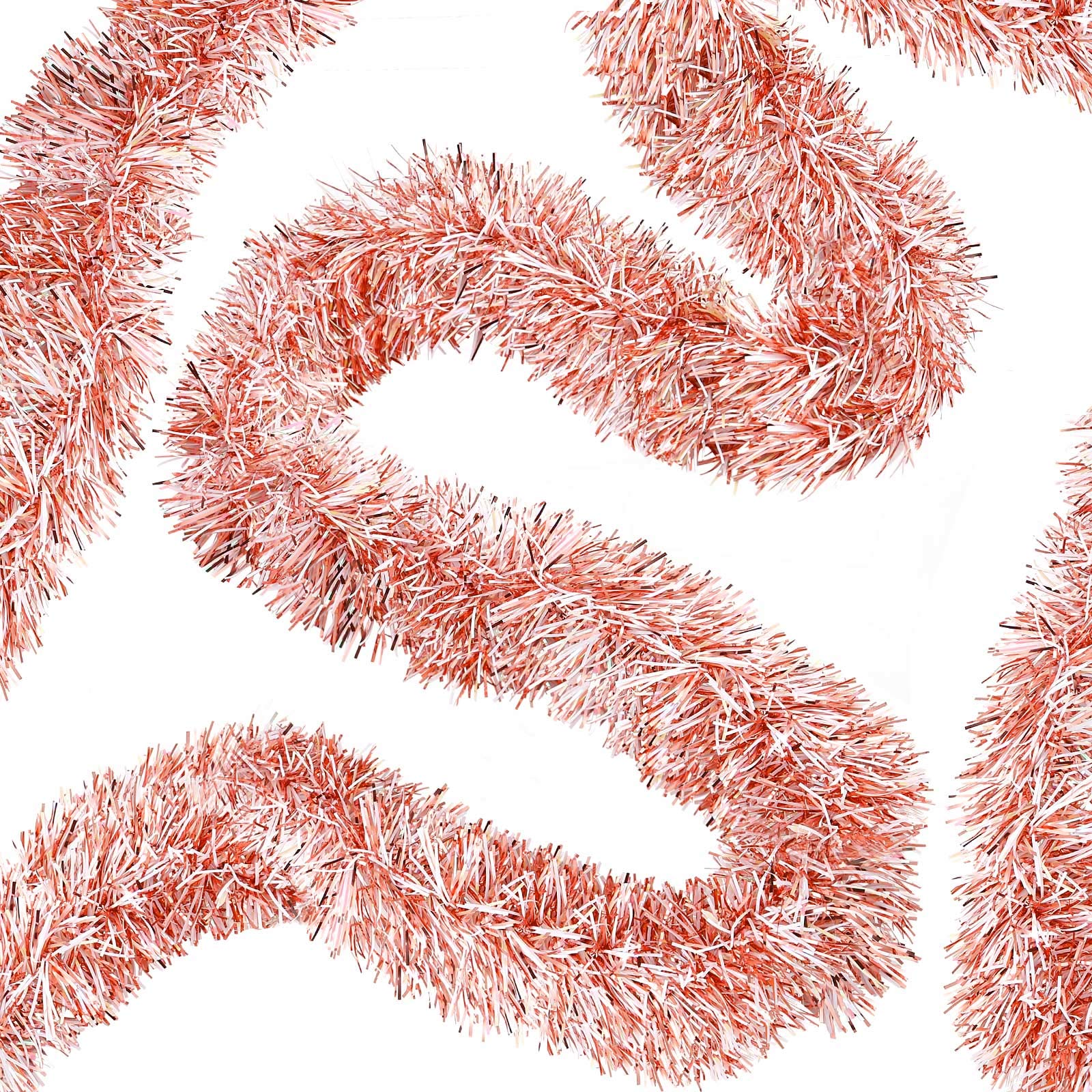 Photo 1 of Willbond 50 Feet Christmas Tinsel Garland for Christmas Tree Decorations Metallic Tinsel Twist Garland Wedding Birthday Hanging Decorations Party Supplies (Milky, Rainbow, Rose Gold)