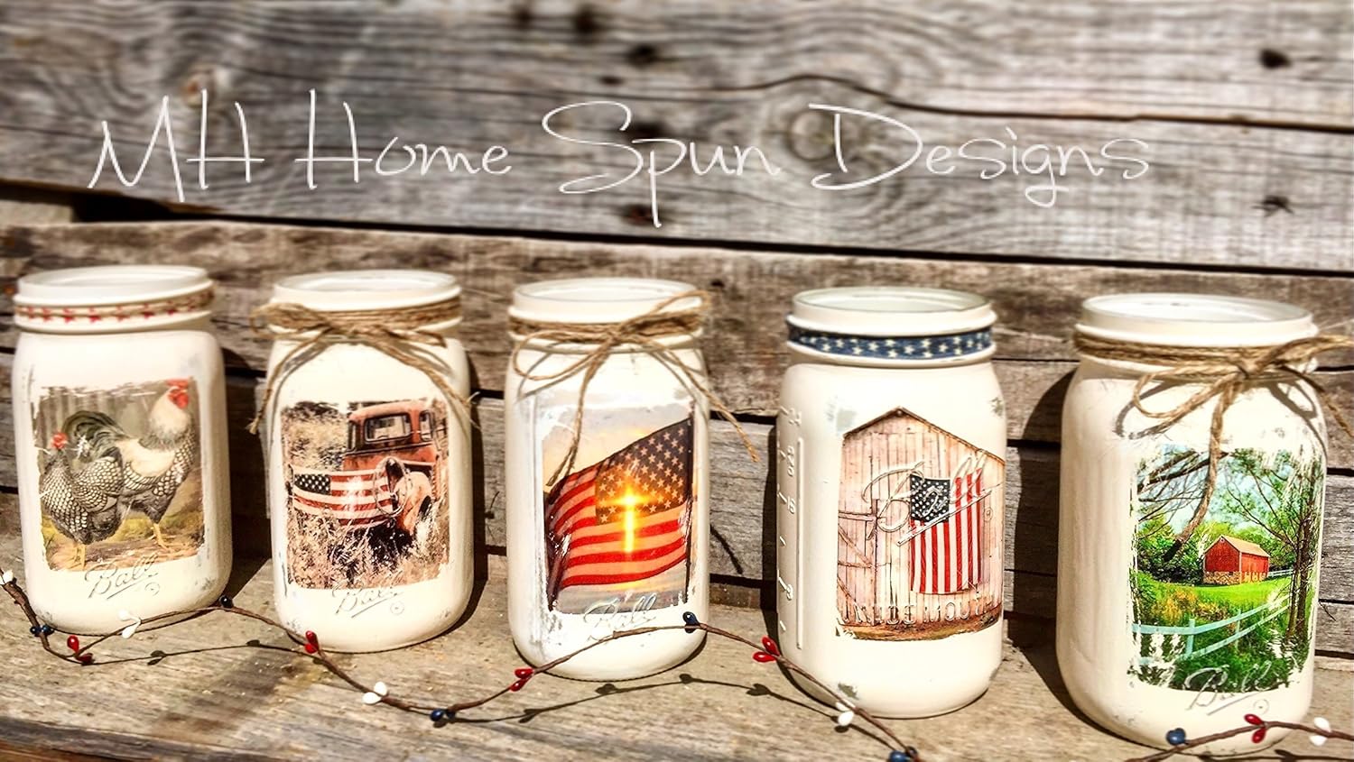 Amazon Com Custom Mason Jar American Flag Cross Vintage Barn