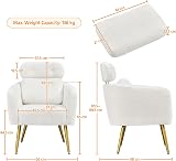 Yaheetech Tub Chair Boucle Armchair with Adjustable Headrest White view 3