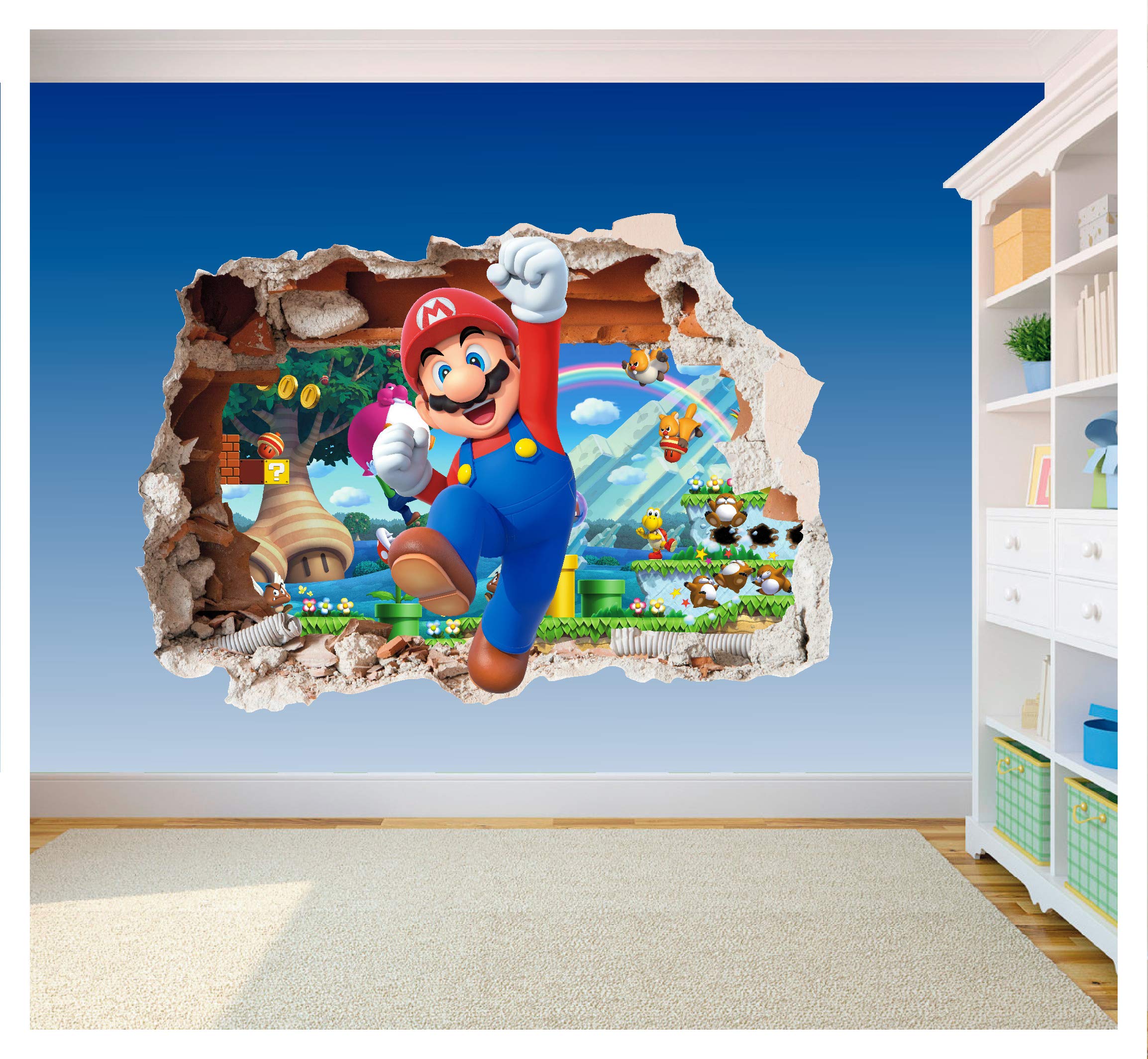 Super Mario Brothers Hole in Wall 33D Printed Vinyl Sticker Decal