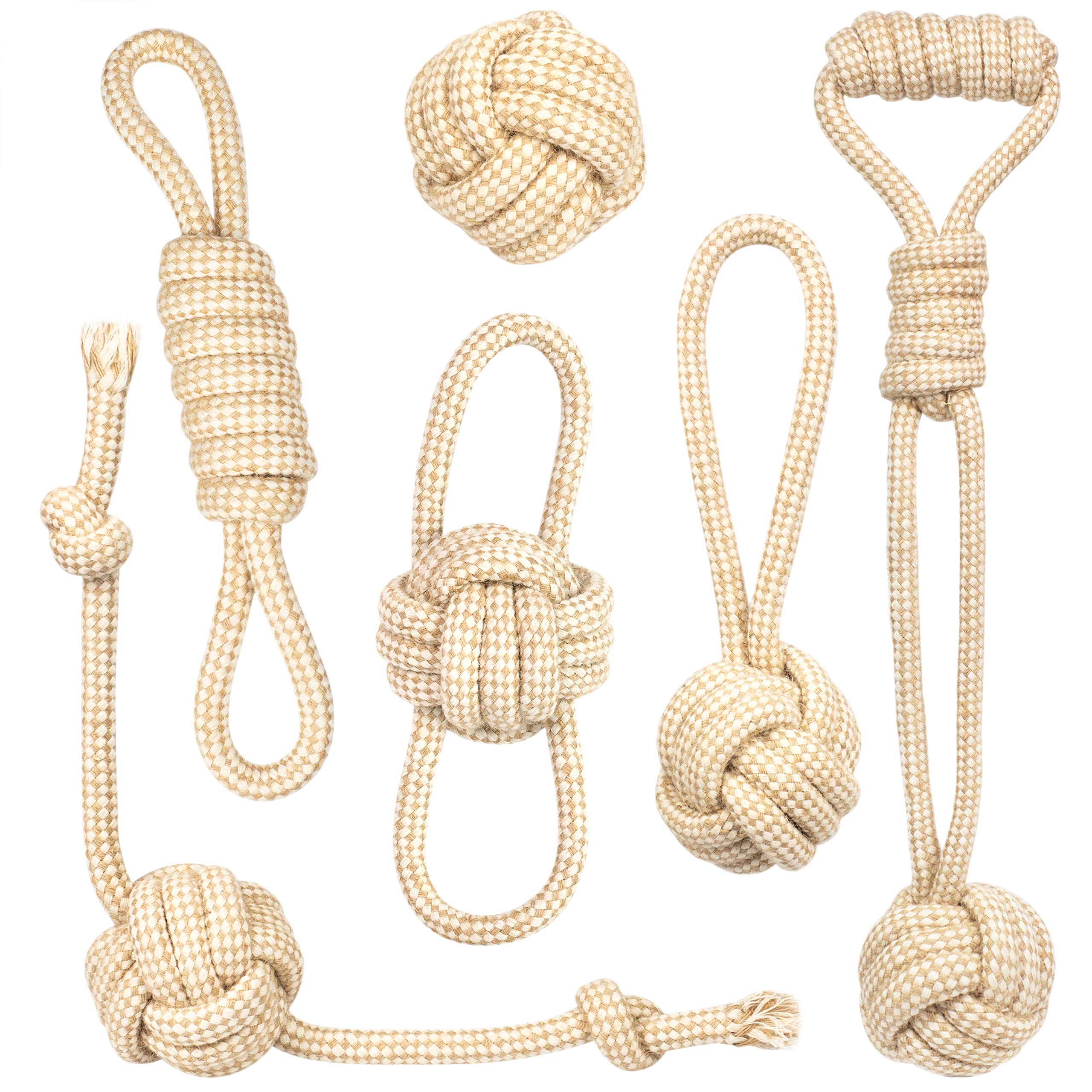 PIVEDOS Dog Toy - The Original Natural Cotton for Small and Large Dogs - Puppy Training - Dog Balls - Set of 6