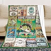 WENNGNGT Vintage Fishing Blanket Gifts for Men,Kids Unique Fisherman Throw Blanket Gift for Fish Lovers, Funny Cozy Warm Comfy Flannel Throws Blankets for Couch Sofa Bedroom Living Room 60"x50"