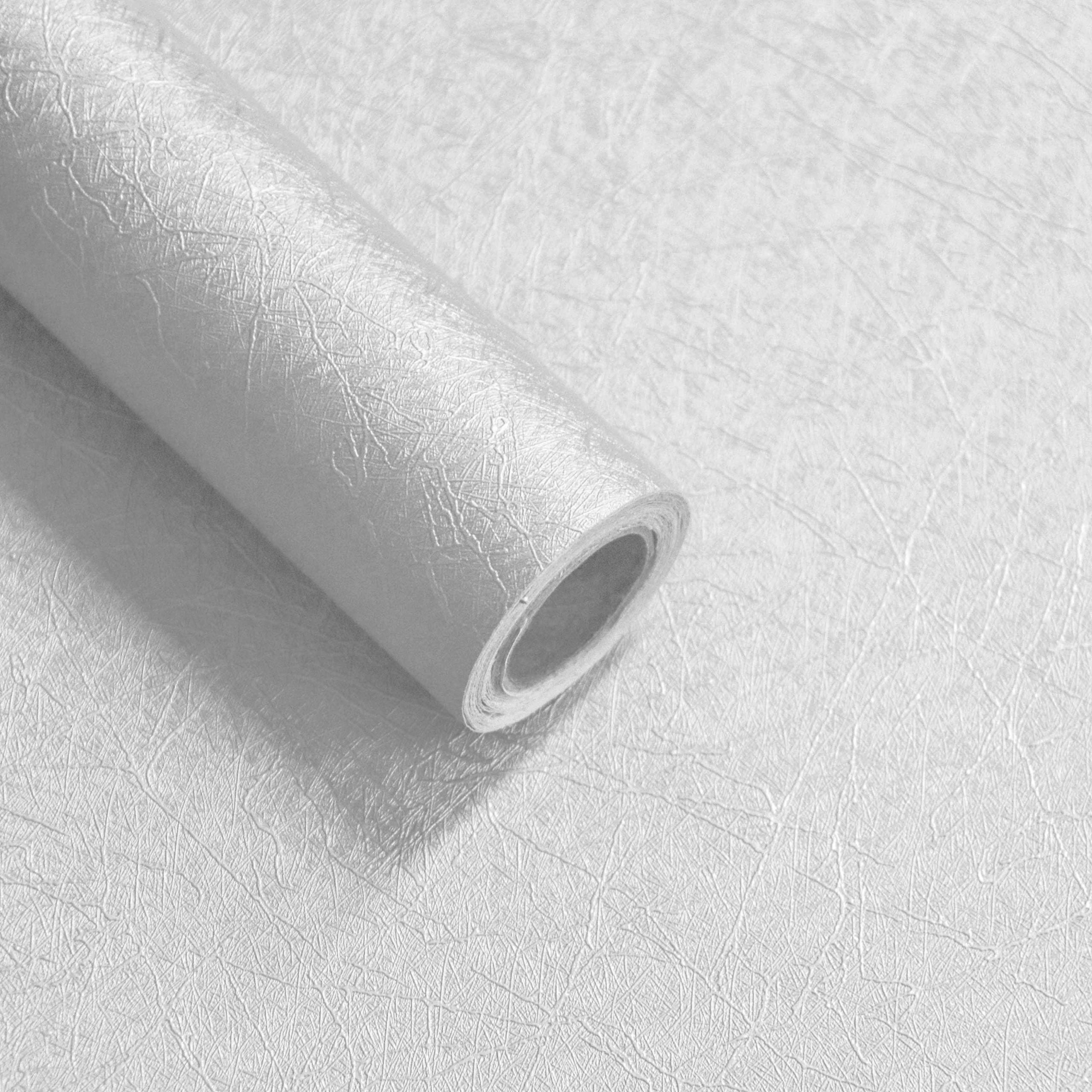 16" X 118" White Embossed Wallpaper Peel and Stick White Contact Paper Self Adhesive Wallpaper Removable Wallpaper Decoration Vinyl White Wallpaper Decor Shelf Liner Drawer Liner Wall Decor Film Roll
