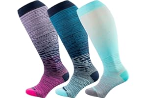 LEVSOX Wide Calf Compression Socks for Women & Men Extra Large Size Support Socks for Nurses Running Pregnant Travel, 15-20 mmHg