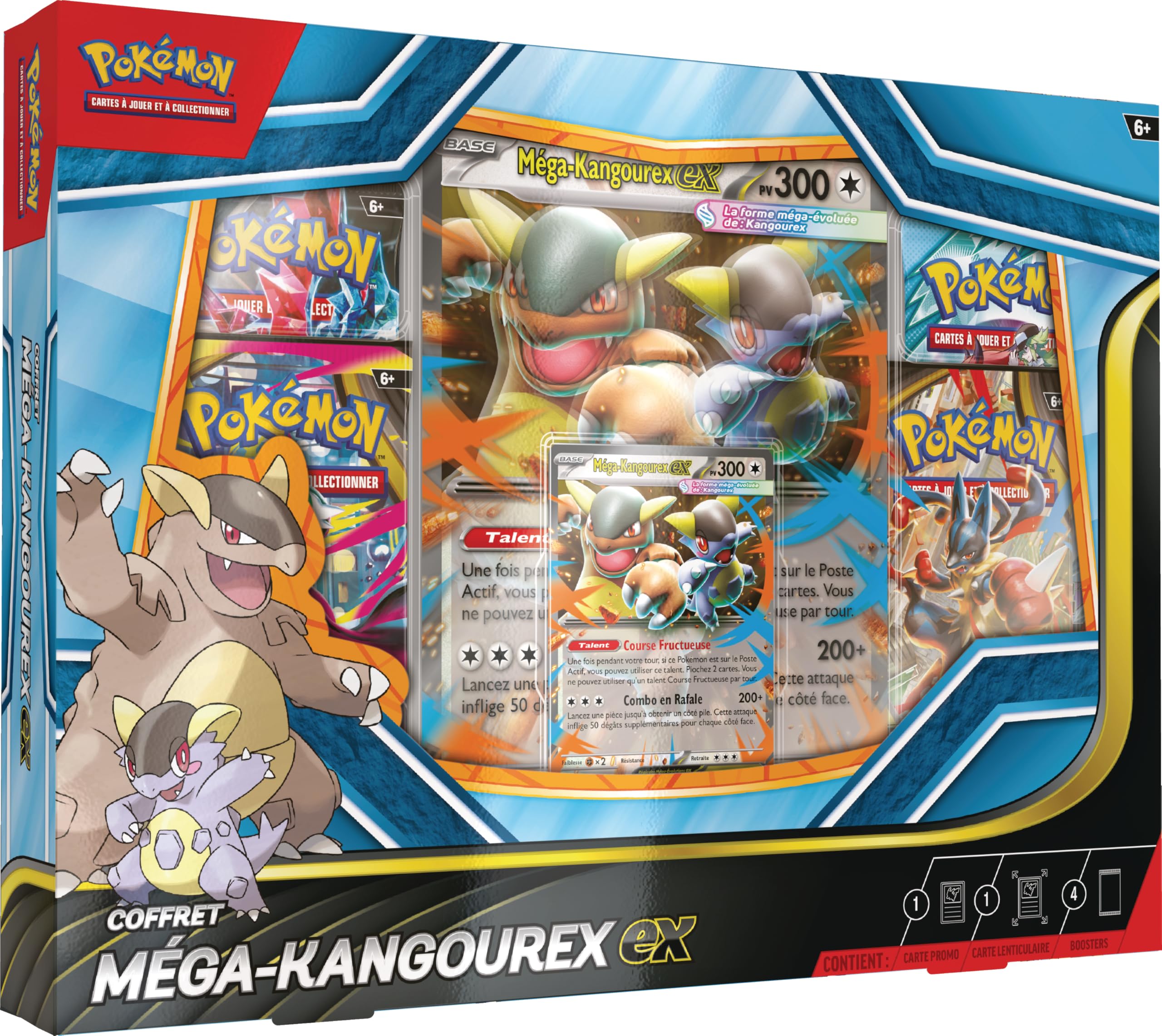 Pokémon : Mega Kangourex-ex Set (1 Glossy Promo Card, 1 Large Lenticular Promo Card and 4 Boosters) from the TCG Pokémon