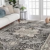 RUUGME Washable 5x7 Area Rugs - Large Rugs for Living Room Stain Resistant Carpet Vintage Rugs for Bedroom with Non Slip Backing Home Decor Floor Decoration Mat (5x7 Black)