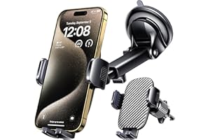 Qifutan Car Phone Holder Mount Phone Mount for Car Windshield Dashboard Air Vent Universal Hands Free Automobile Cell Phone Holder Fit for iPhone Smartphone Camera Mounts