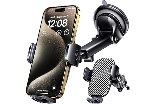 Qifutan Car Phone Holder Mount Phone Mount for Car Windshield Dashboard Air Vent Universal Hands Free Automobile Cell Phone Holder Fit for iPhone Smartphone Camera Mounts