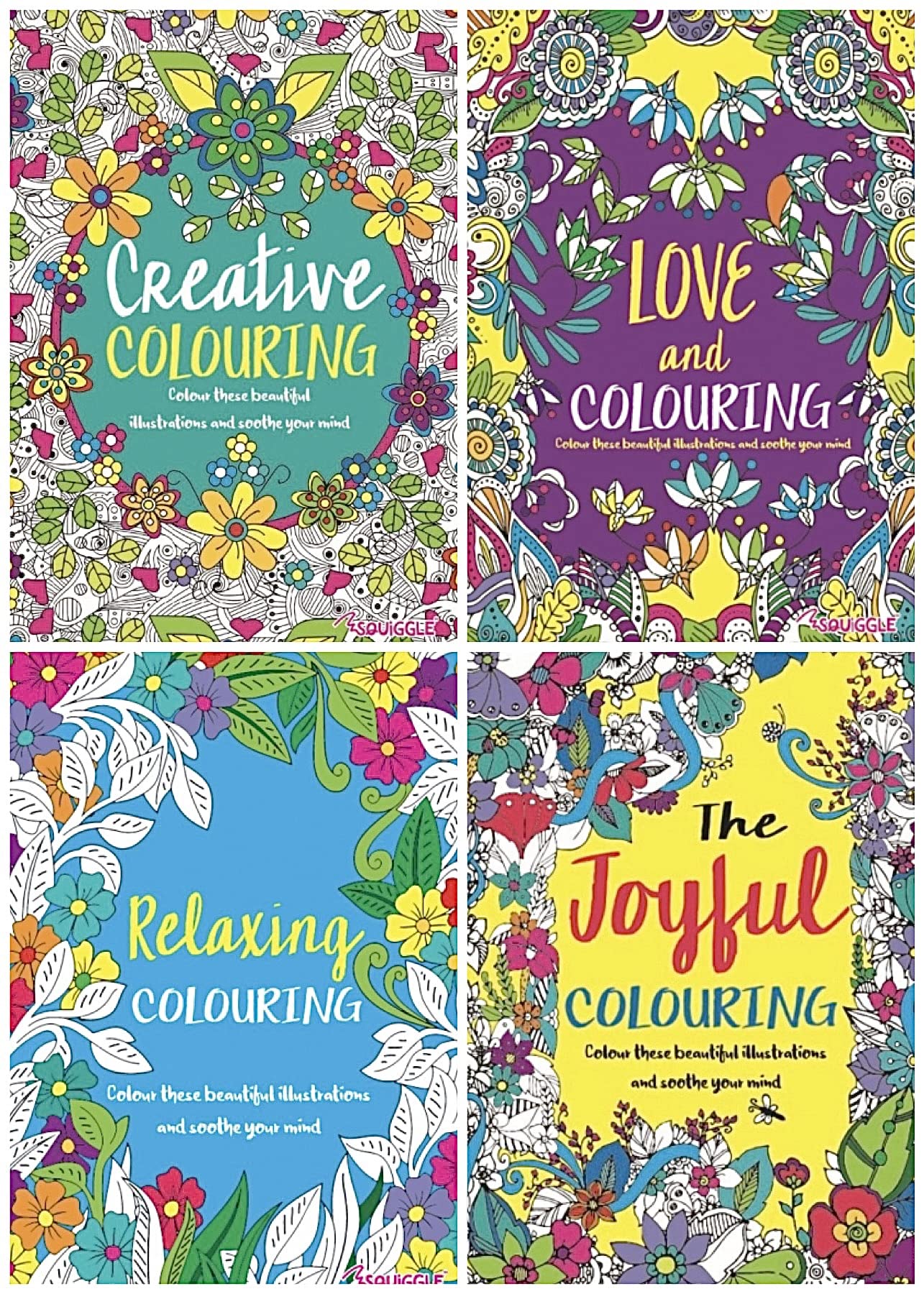 BG Colour Therapy Anti-Stress Adult Colouring Books Set of 4 - Choose Your Set (SET 5)