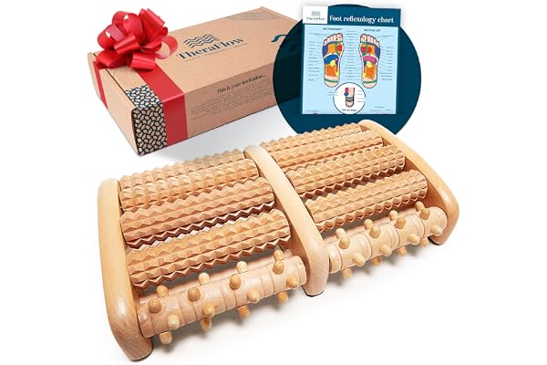 TheraFlow Foot Roller for Plantar Fasciitis Relief and Neuropathy Pain Relief for Feet - Wooden Foot Massager Roller Acupress