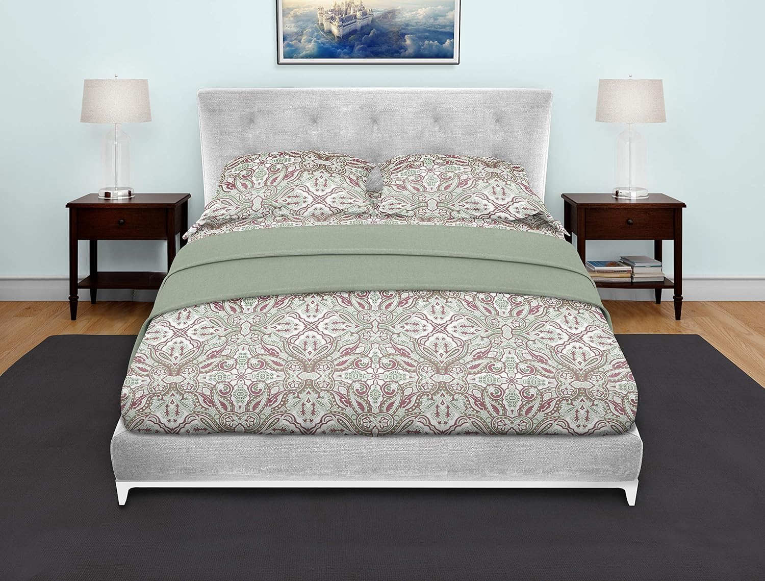 Mayfair Homes London 144TC 100 Cotton Double King Size Bedsheet with 2