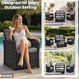 EVRE Roma 4 Seater Rattan Garden Set with Glass Table Black view 3