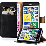 Cadorabo Book Case works with Nokia Lumia 625 in GRAPHITE BLACK - with Magnetic Closure, Stand Function and Card Slot - Wallet Etui Cover Pouch PU Leather Flip