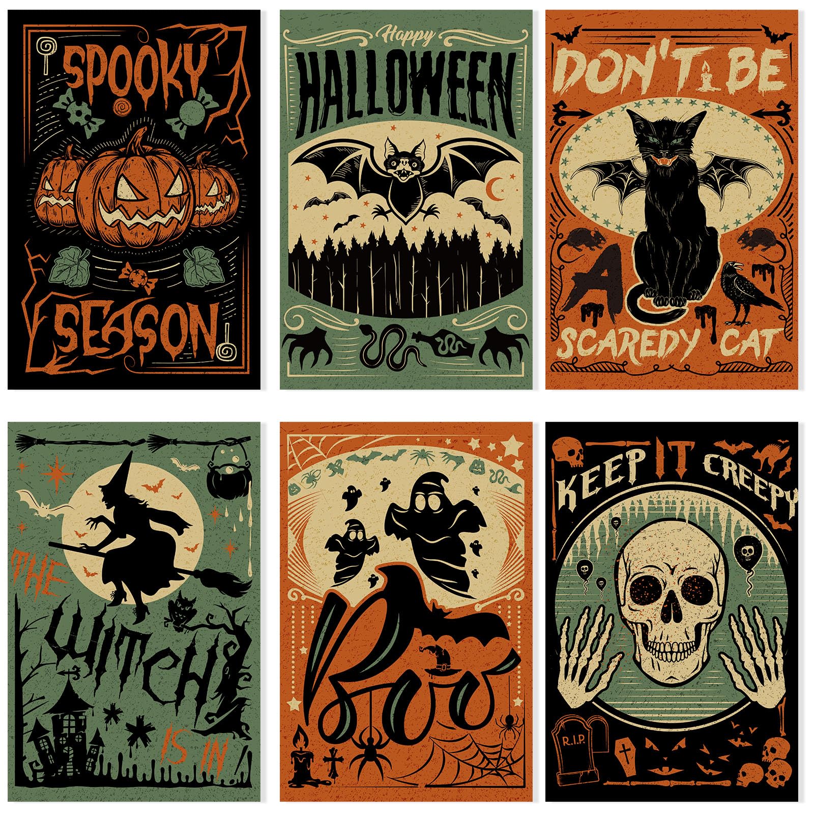 Photo 1 of Kosiz 6 Pcs Halloween Diamond Art Kits Halloween Diamond Painting Kits for Adults Spooky Pumpkin Skeleton Boo Witch DIY Cartoon 5d Rhinestones Crafts with Tools for Home Wall Decoration Holiday Gifts