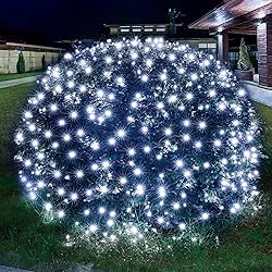 Dirnun Led Christmas Net Lights White Outdoor