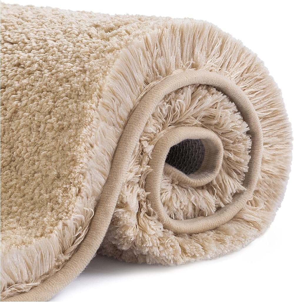 Non Slip Bath Mat 40x60cm Beige Thick Microfiber Absorbent