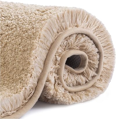 Non Slip Bath Mat 40x60cm Beige Thick Microfiber Absorbent