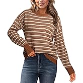 Glamaker Womens Sweaters Striped 2025 Fall Trendy Casual Long Sleeve Sweater Knit Jumper Tops Outfits Clothes